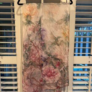 Light Floral Burst Sheer Scarf
